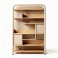 Wood and metal shelving unit with multiple storage compartments 150 x 80 x 40cm