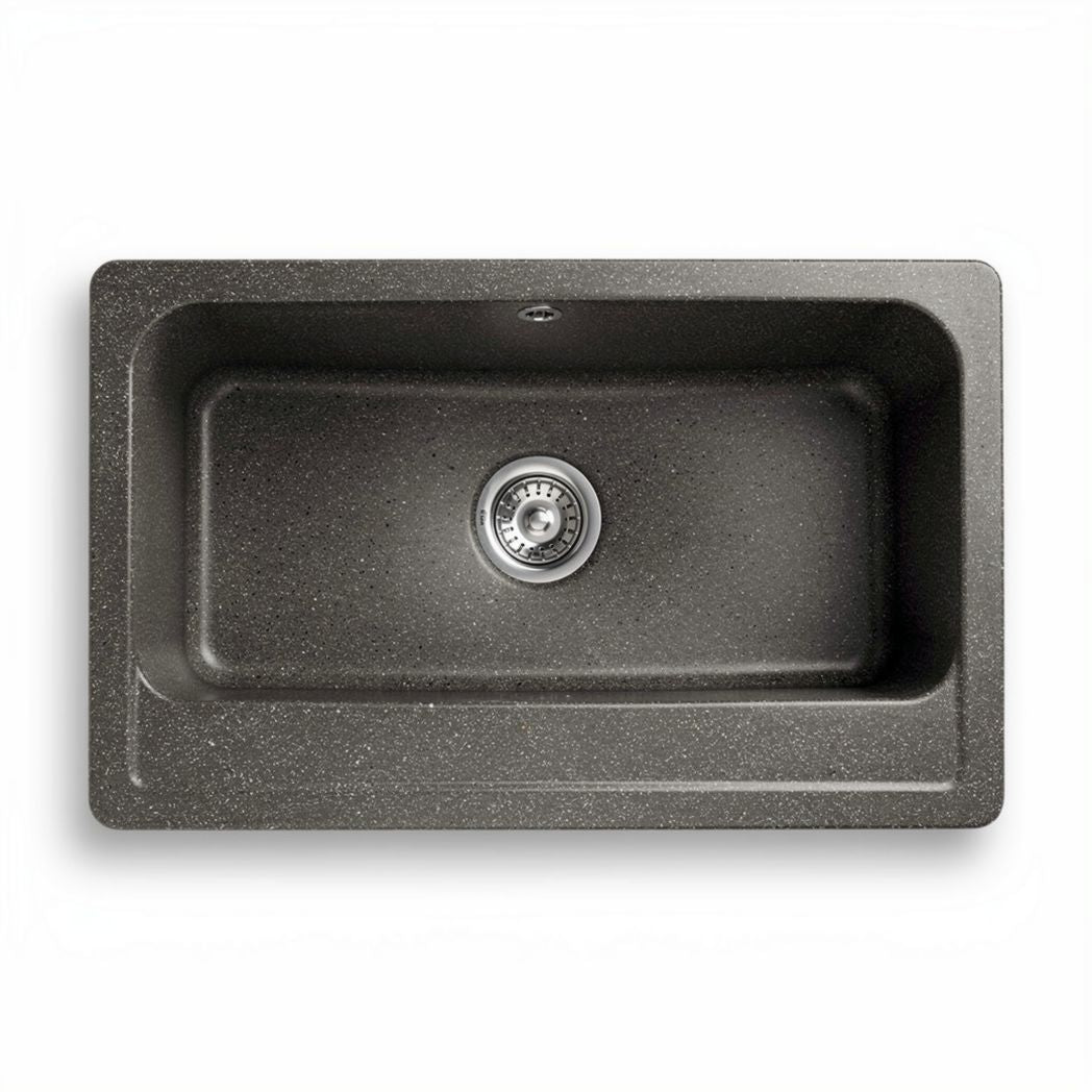 Large granite kitchen sink with single bowl design 31 x 18 x 10 inches black