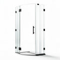 Frameless curved shower door with clear glass and black hardware 80 x 80 x 190cm