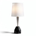 Geometric table lamp with fabric shade and metal base black 30 x 15 x 15cm