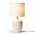 Ceramic table lamp with linen shade and geometric pattern 25 x 25 x 50cm