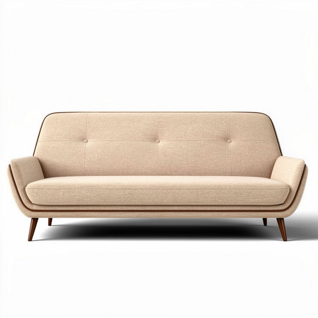 Fabric sofa in beige color with wooden legs 200 x 80 x 85cm