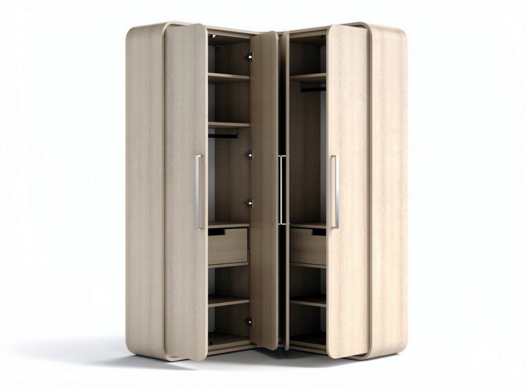 Wooden wardrobe with multiple storage shelves and doors 180 x 90 x 210cm